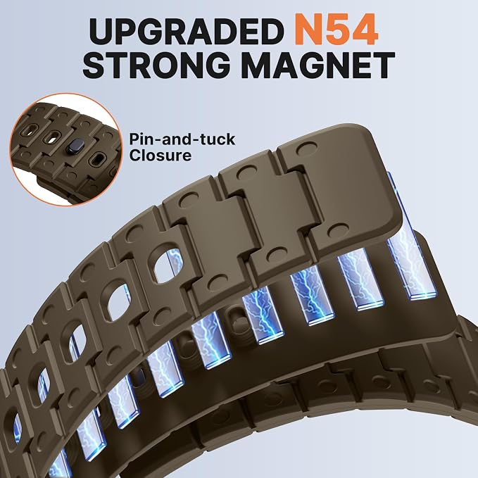 Bandletic Magnetic Silicone Watchband Compatible with Garmin 22mm Quick fit Band - Breathable Soft for Fenix 8 E 47mm/7 6 Pro/5 Plus/Instinct E 45mm /Forerunner 965/955/Approach S70/S62/S60/Epix Pro2