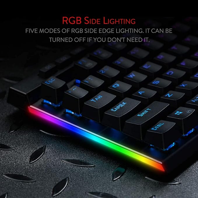 Redragon K580 VATA RGB LED Backlit Mechanical Gaming Keyboard with Macro Keys & Dedicated Media Controls, Hot-Swappable Socket, Onboard Macro Recording (Brown Switches)