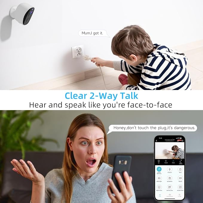 Rraycom 4 Pack 2K Security Cameras Wireless Outdoor, Battery Powered 5GHz/2.4GHz WiFi Cameras for Home Security, AI Motion Detection, Color Night Vision, Siren Alarm, 2-Way Audio, IP65, Cloud/SD,Alexa