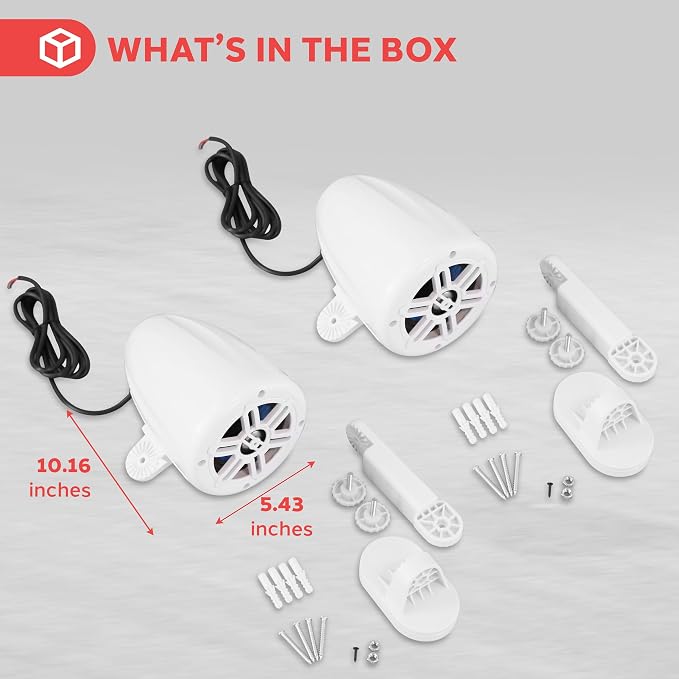 Pyle 4" Waterproof Off-Road Marine Speakers - 2-Way Full Range Stereo System with 360° Rotatable Bracket, Rugged Weatherproof Design, Ideal for ATVs, UTVs, Jeeps, Boats, and Wakeboards, White Colored