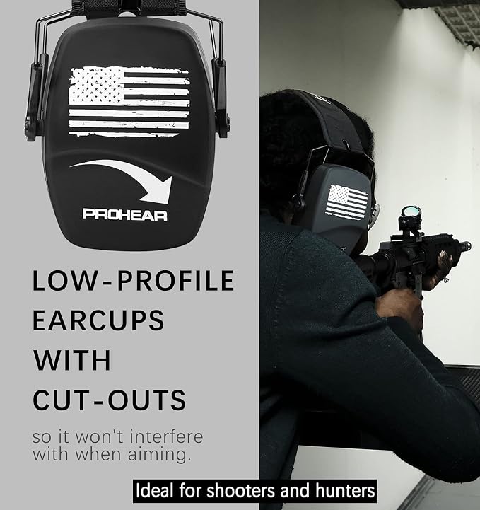 PROHEAR Ear Protection Safety Earmuffs for Shooting Noise Reduction Slim Hearing Protector