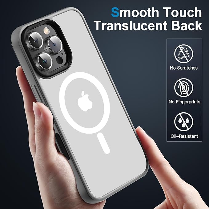 Strong Magnetic for iPhone 16 Pro Max case [10Ft Military-Grade Protection] Compatible with fit MagSafe Shockproof Slim Thin Cover case for iPhone 16 Pro Max 6.9 inch, Gray