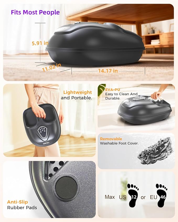 Foot Massager with Heat, Shiatsu Foot Massager with Remote, Electric Feet Massage Machine for Neuropathy,Plantar Fasciitis, Circulation, FSA Eligible HSA Store Eligible Massager (Dark Black,Corded)