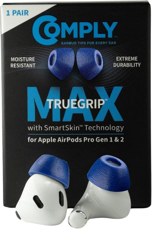 Comply TrueGrip MAX | Premium Memory Foam Replacement Earbud Tips for Apple AirPods Pro 1 & 2 | Long Lasting Comfort, MAX Durability, Secure Fit, Superior Noise Isolation| Purple (Medium) (1 Pair)