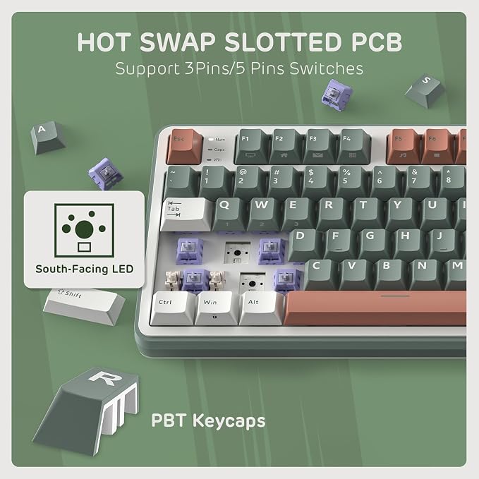 RK ROYAL KLUDGE S98 Mechanical Keyboard w/Smart Display & Knob, 96% RGB Wireless Gaming Keyboard BT/2.4G/USB-C, Hot Swappable Custom Keyboards, Software Support, Silent Computer Gaming Keyboard