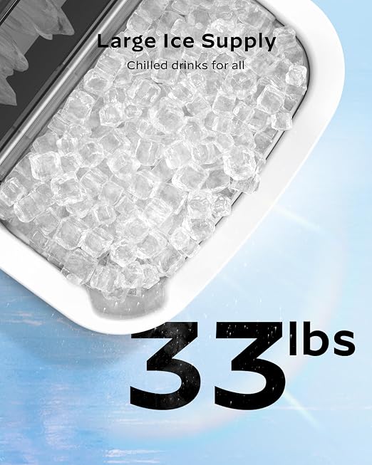 Nugget Ice Maker Countertop - 33lbs/24H, Silonn Pebble Ice Maker Machine with Self-Cleaning Function, Ice Makers for Home Kitchen Office