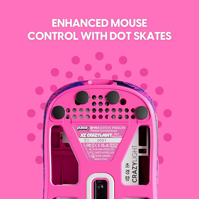 Pulsar Gaming Gears X2 Crazylight Wireless Gaming Mouse, Ultra Lightweight 1.27 oz (36g), Optical Switch, 32000 DPI, 750 IPS, XS-1 Sensor, 8k Compatible (Mini, Purple, Paper Rex Edition)