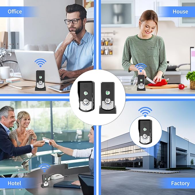 2 Way Wireless Doorbell Intercom Indoor Outdoor, 3280ft Long Range Door Intercoms System for Home with Waterproof Cover Rechargeable Battery 38 Ringtones 3 Adjustable Volume