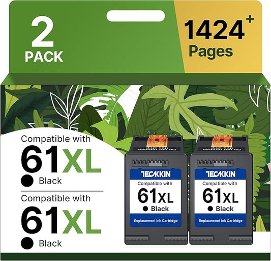 61XL Black Ink Cartridge Replacement for HP Ink 61 HP 61 Black Ink Cartridge HP 61 Fit for Envy 4500 5530 4501 4502 DeskJet 1000 1010 1050 1510 2050 2510 2540 OfficeJet 2620 4630 Printer (2 Black)