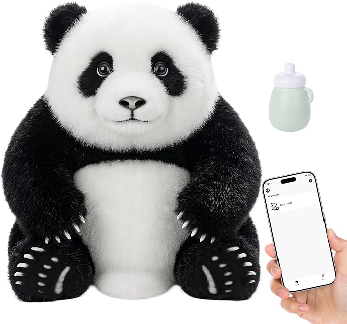 Golabs PT2 Plush AI Robot Panda Toy for Kids 3+,Interactive Companion Pet w/ 64 Languages, APP w/ 10 Roles Powered by GPT-4o, Voice & Touch Interaction, Screen-Free Educational Smart Gift for Boy Girl