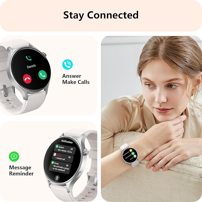 aeac Smart Watch for Women, AMOLED Ultra-Clear Screen Activity Trackers with Heart Rate/Sleep/SpO2 Monitor, Smartwatch for iPhone/Samsung/Android, 110+ Sport Modes (Grey, S/M/L, Grey)