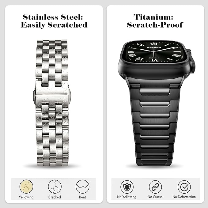 Titanium Apple Watch Band for Men Compatible with Apple Watch Ultra 3/2/1 49mm,iWatch Series 11/10/9/8/7/6/5/4/SE/3/2/1 (46/45/44/42mm),Lightweight Waterproof and Scratch Resistant Metal Strap