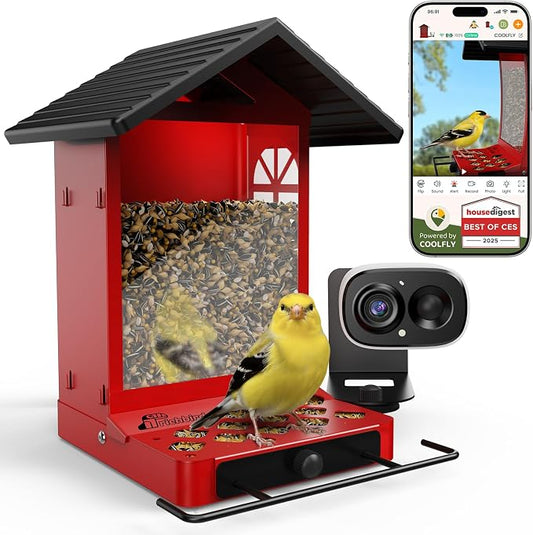 Smart Bird Feeder with Camera, 2.5K Ultra-HD Live Stream Bird House Camera, Free AI Identify Bird Species, Solar Powered Bird Feeder with 2.4L Large Capacity, Gift for Men Women Bird Lovers