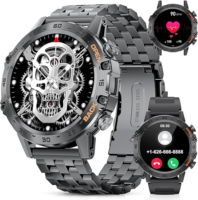 SUNKTA Military Smart Watch for Men(Answer/Dial Calls),1.39''HD Touchscreen,100 Sports Modes, 5ATM Waterproof Fitness Watch,with Blood Pressure/Heart Rate/SpO2 Smart Watch for Android/iOS