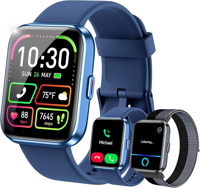 Smart Watches for Men (Android/iPhones), 120+ Sport Modes Fitness Tracker Watch with SpO2/Heart Rate Monitor, Steps/Sleep Tracker, 1.85" HD Smart Watch with Bluetooth Calls/Messages, 3ATM waterproof