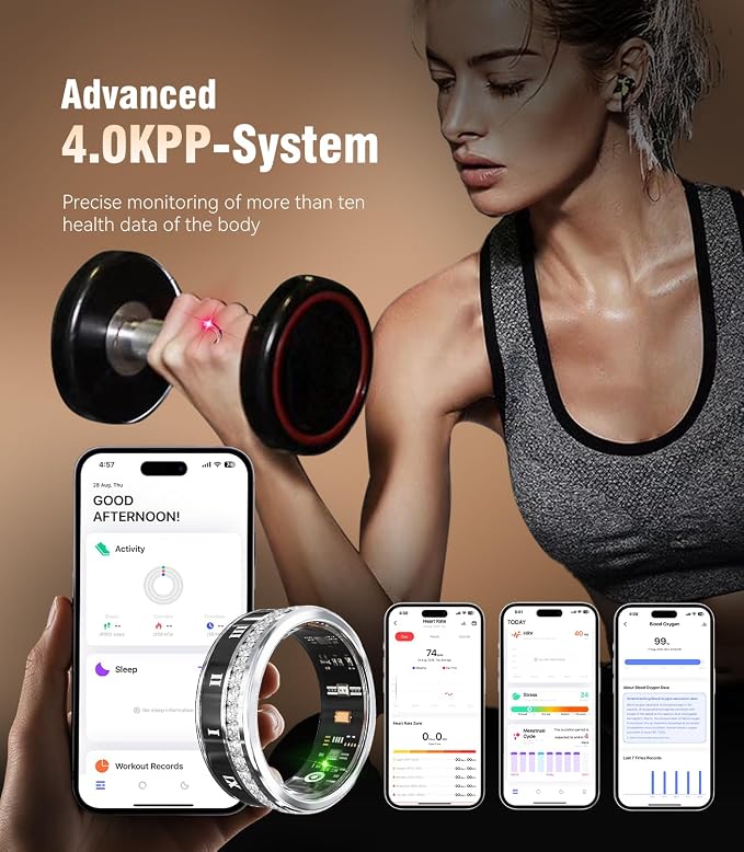 10 Gen Diamond Smart Ring and Wireless Charging Case【Industry Ranking No.1 – 0 Measurement Error】 2026 Smart Ring for Women & Men for Sleep Tracking Wearable Device,Fitness Ring 11#