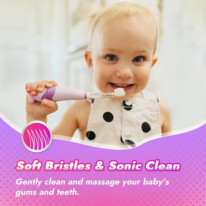Papablic Toddler Sonic Electric Toothbrush with Covers for Babies and Toddlers Ages 1-3 Years, Debby Bundle with Arya