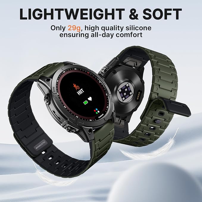 Bandletic 22mm Quick Fit Watch Bands Compatible with Garmin Fenix 8 47mm 7 6 Pro 5 Plus Watch Band, Magnetic Straps for Instinct 3 2, for Forerunner 965/955/945/935/Approach S62/S60 /Epix 2/Descent G2