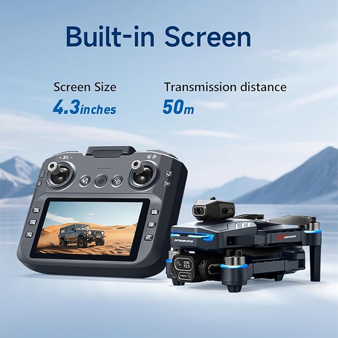 AXNEN Mini Drones with HD Camera for Adults,RC Drone with Screen On Remote Controller for Beginners and Teens,Brushless Motors,2 Batteries,Carrying Case,Foldable Quadcopter for Auto Return,Follow Me,Waypoints