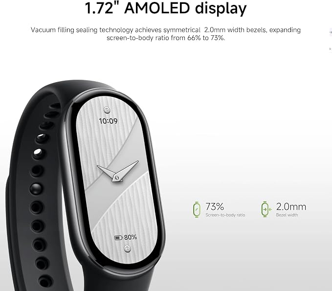 XIAOMI Mi Smart Watch Band 10, 5ATM Waterproof Fitness Step Tracker Sports Digital Smart Watch Health Band for Men Women, 1.72" AMOLED Display, 150+ Sports Modes 24/7 Sleep Monitor (Ceramic Edition)