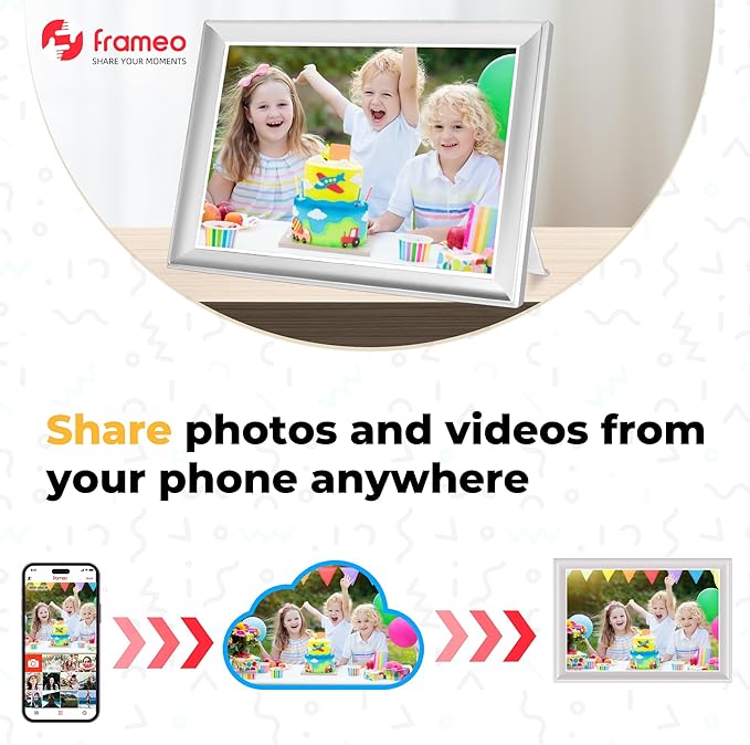 64GB 2K Digital Photo Frame,WiFi6 Digital Picture Frame 100% sRGB 10.5 Inch 1920x1280 FHD IPS Touch Screen,Share Photos & Videos via Frameo App,Extend Storage by SD Card &USB Disk,Clock,Weather,White
