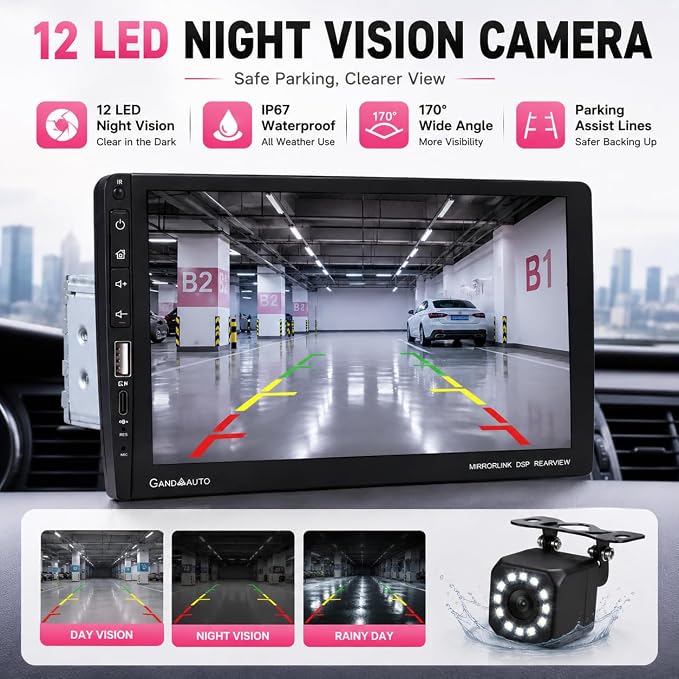 9 Inch Single DIN Car Stereo with Wireless Apple CarPlay Android Auto, Car Radio, 9" IPS Capacitance Touchscreen, Bluetooth 5.2, FM Receiver, Backup Camera,USB/Type-C, subwoofer, Apple Car Play