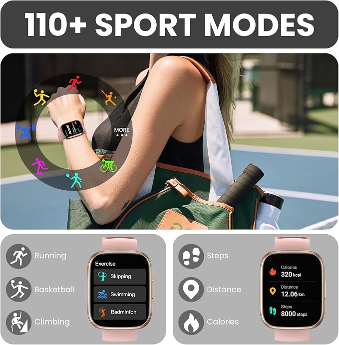 Smart Watch for Men Women (Answer/Make Call), 1.95" Touch Screen Fitness Tracker with Heart Rate/Sleep Monitor, IP68 Waterproof Smartwatch for Android iOS, Fitness Watch with 120+ Sports Modes, Pink