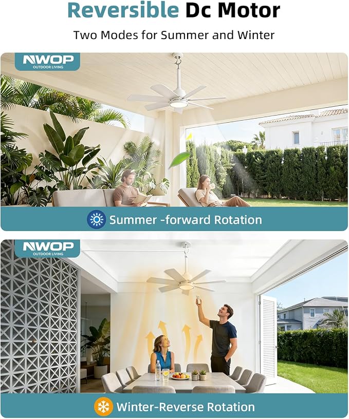 28'' Outdoor Ceiling Fans with Lights and Remote, LED Gazebo Hanging Fan with Hook, 3CCT 3000K-6500K Dimmable Gazebo Fan, 6-Speed Quiet Ceiling Fan with Timer for Patio, Porch, Pergola, Garage, White