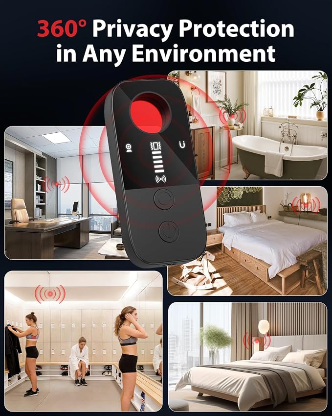 Hidden Cameras Detectors, RF Signal Detector Privacy Pen, Camera Finder Bug Scanner with 4 Sensitivity Levels, GPS Tracker for Travel Hotel Office