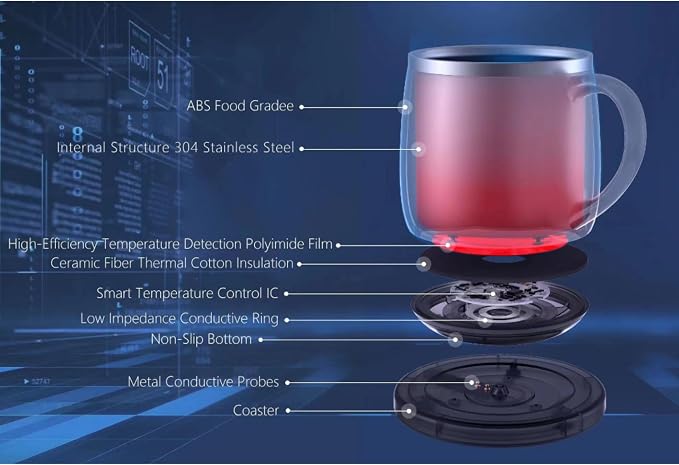 Smart Mug with LED Temperature Display – Coffee Warmer for Office & Home, Perfect Gift for Coffee Lovers,Black