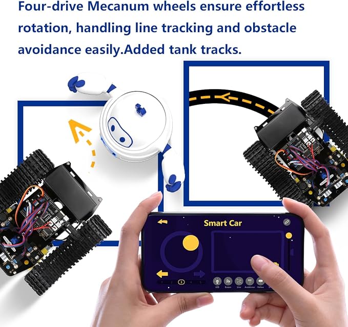 ACEBOTT Smart Robot Tank Car Kit with ESP32 for Arduino Robotics for Kids Ages 8-12 12-16 STEM Science Kits Coding Gifts for 8-16 Year Old Boys Girls Teens Cool Engineering Building Toys Unique Gifts