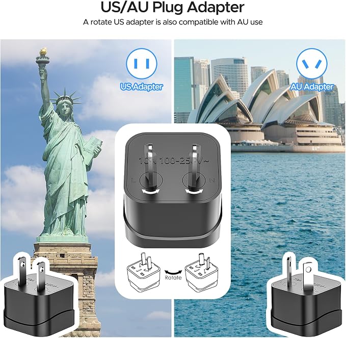 SOKOO 220v to 110v Voltage Converter, International Universal Travel Adapter, 4 USB Ports (1 USB C) Step Down Power Converter Adapter Combo with UK/AU/US/EU Plug Adapter
