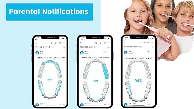 Blu Smart Toothbrush for Kids Up to 8 Years, App-Enabled Sonic Toothbrush with Live Tracking, Helps Build Healthy Brushing Habits, Rechargeable Electric (Blue)