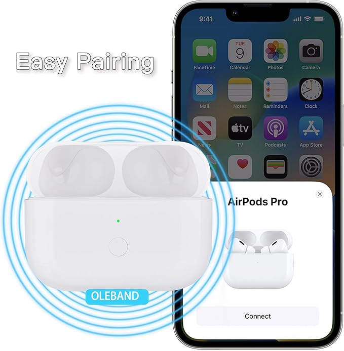 OLEBAND Replacement for Airpods Pro 2&1 Charging Case:Easy to Pair Air pods Pro Earbuds with Pairing Button,Support Both Wired and Wireless Charging,for iPods Pro 1st/2nd Gen 1 Year Warranty(White)
