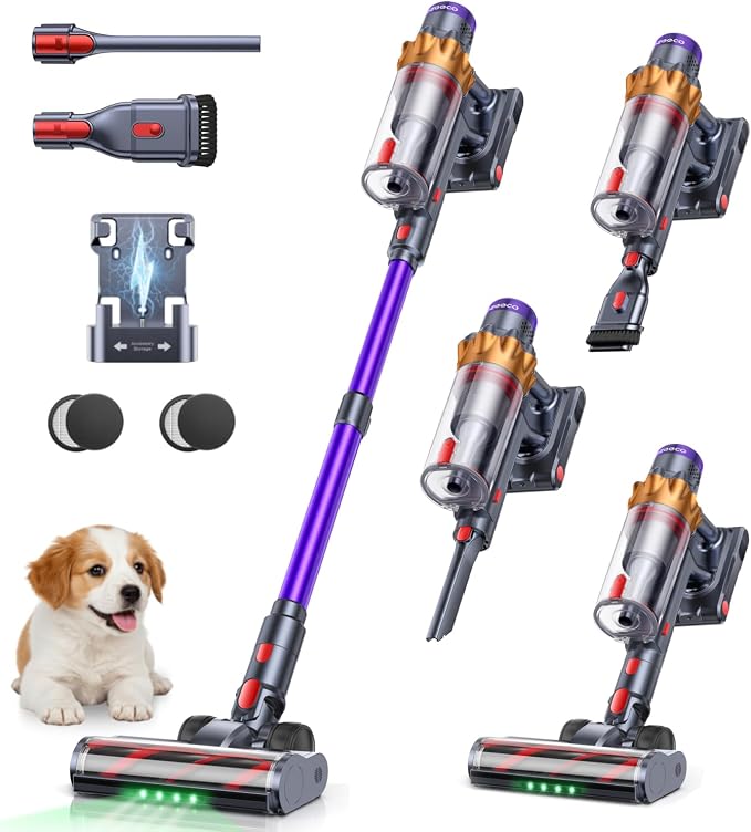 Cordless Vacuum Cleaner, 70Mins 650W 55KPA Vacuum Cleaners for Home, Self-Standing Stick Vacuum with Auto Mode, Anti-Tangle Wireless Vacumm, Scented, Vacuum Cordless for Pet Hair/Carpet/Floor