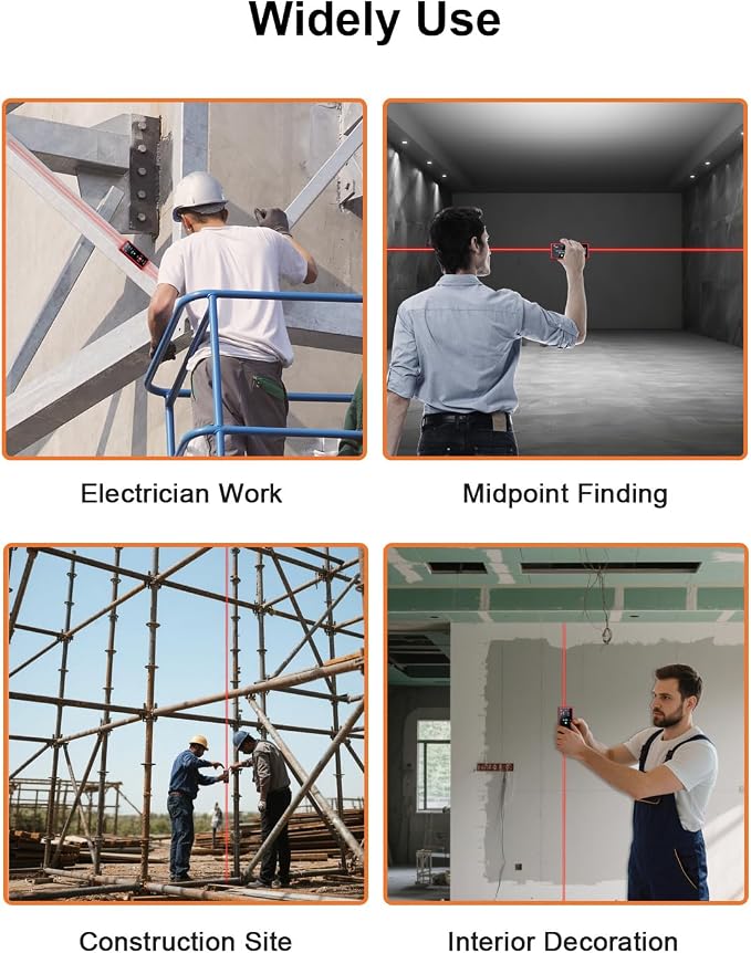 Dual Laser Measuring Tool 400Ft, Rechargeable Laser Measure Tool with Long-Lasting Battery, Laser Distance Meters with ±1/16" Accuracy, Laser Measurement Tool with Bubble Level for DIY Home Indoor