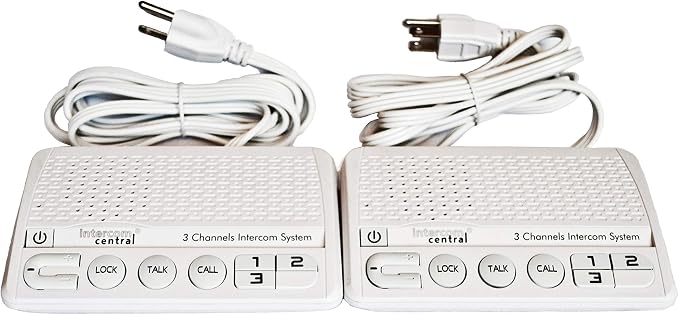 GROUND wire Power-line 3 CHANNELS Intercom System, Two Stations Set.