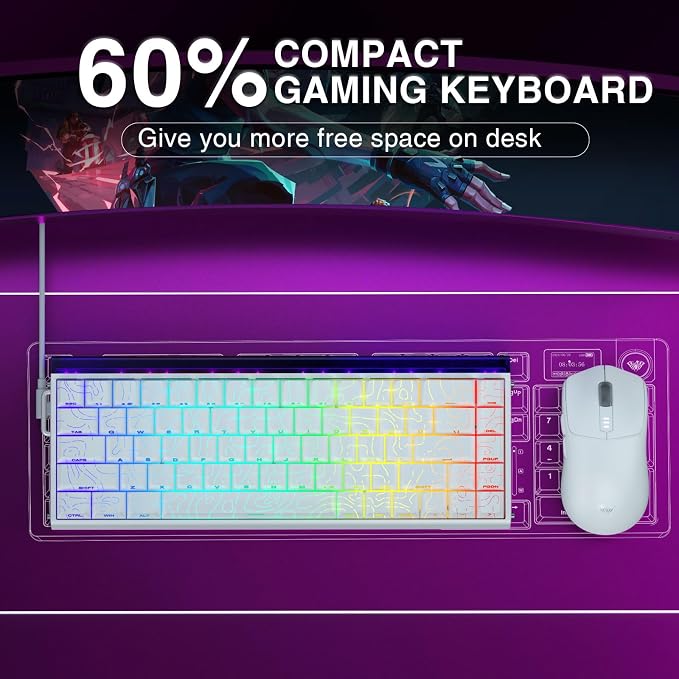 AULA Hero 68 HE 60% Gaming Keyboard Wired, Hall Effect Magnetic Switch Keyboard with 8K Hz Polling Rate, Side Printed PBT Keycaps, RGB Backlit Light Box, Customizable Web Software for PC/Mac Gamers