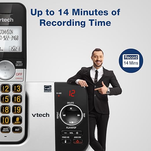 VTech Cordless Phone with 2 Handsets — Big Buttons, Large Backlit Display, Answering Machine, DECT 6.0, Caller ID, Intercom, Easy to Use | VG232-2