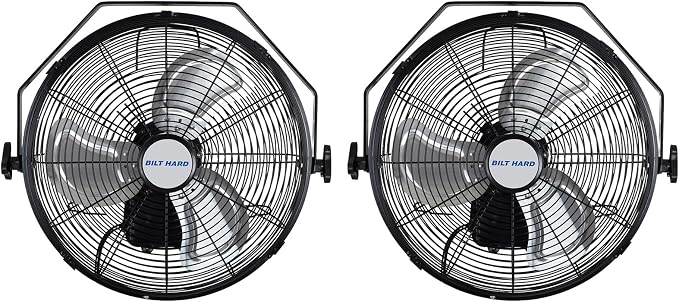 BILT HARD 3000 CFM 14 in. Outdoor Wall Mount Fan, 3-Speed Waterproof Wall Fan Industrial Grade High Velocity Outdoor Fans for Patio, Commercial, Garage, and Gazebo Use- ETL Listed, 2 Pack