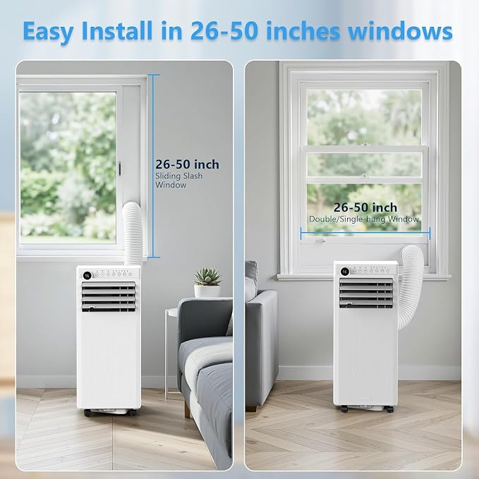 Electactic 8000 BTUs Portable Air Conditioners, 4 in 1 AC Unit Cools 350 Sq.Ft, Air Conditioner Portable with Cool, Fan, Dehumidifier, Auto Drain, 24H Timer/Remote Control/Window Kit