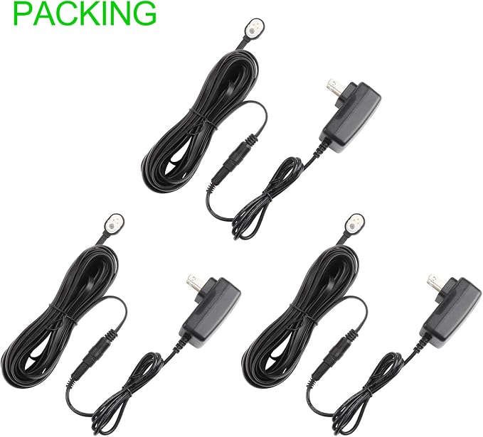 Uogw 25FT Magnetic Charging Cable for Arlo Pro 4/Arlo Ultra 2/Arlo Pro3/Arlo Ultra/Arlo Pro 5S 2K/Go 2 Camera,Power Adapter and Power Cable,Weather Resistant Outdoor Charger Cable - 3Pack (Black)