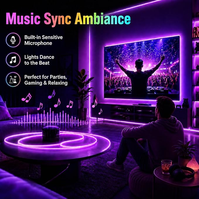 32.8Ft RGB Neon Rope Lights, 720 LEDs 24V Side-Emitting LED Strip Lights with App and Remote Control, 360° Bendable Flexible DIY Neon Sign Lights with Music Sync for Bedroom, Patio, Gaming Room