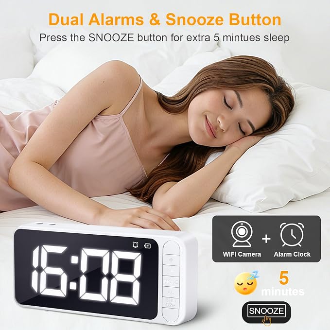 Magnetic Hidden Camera Clock - WiFi Wireless 4K HD Nanny Cam with Wide-Angle 150°, Clear Night Vision & Smart Motion Detection, Indoor Hidden Camera for Home Security, Office, Pet, App Remote Control