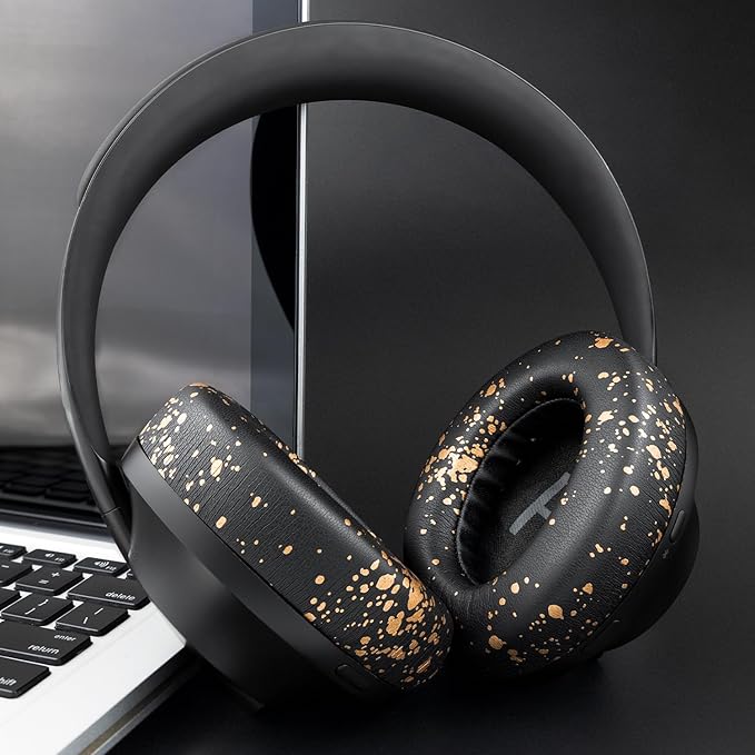 SOULWIT Protein Leather Replacement Earpads for Bose 700 (NC700) Wireless Headphones, Ear Pads Cushions with Softer Protein Leather, High-Density Noise Cancelling Foam, Added Thickness - Black Gold