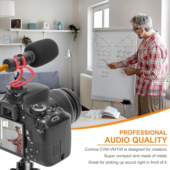 comica Camera Microphone, CVM-VM10II Directional Microphone Cardioid Shotgun Video Camcorder Microphone for Canon, Nikon, Fuji, Sony, Panasonic, Olympus DSLR Cameras, Smartphones (with Wind Muff)