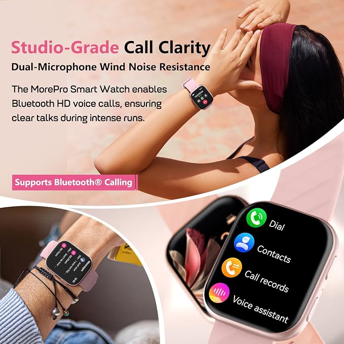 MorePro Health Fitness Tracker with 24/7 Heart Rate/Blood Pressure Monitor, Blood Oxy-gen/Sleep Tracking, 120+ Sports Activity Tracker, Smart Watch (Make/Answer Call) with Step Counter for Women Men