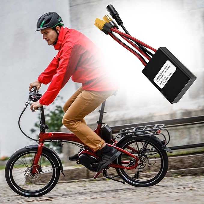 Electric Bike Dual Battery Discharge Converter, 20V-72V Dual Battery Parallel Module Adapter for Batteries and Controllers (40A), Includes Charging Cable