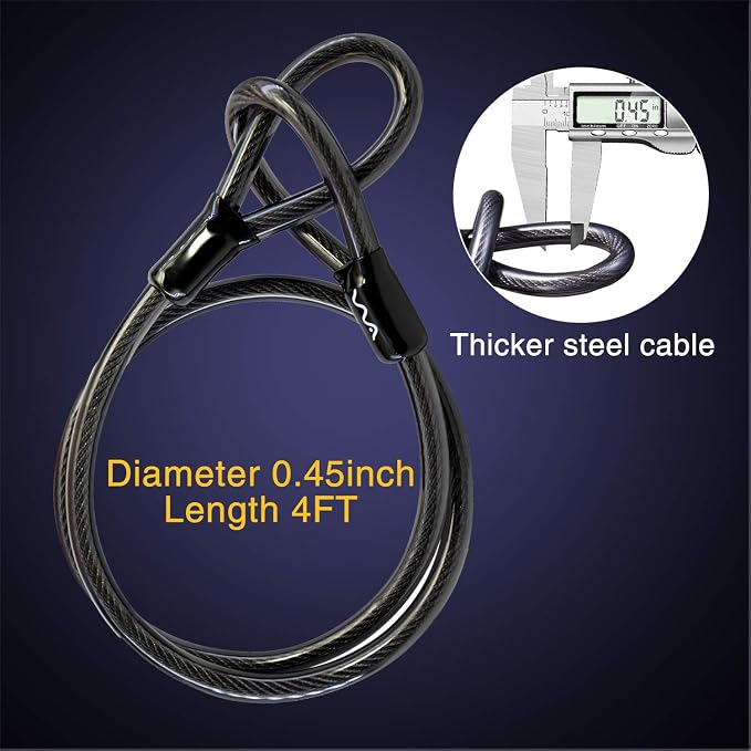Bike Lock Heavy Duty Anti Theft, Long Shackle Bike U Lock with Keys, 4FT Security Cable and Mounting Bracket for Bicycle, Ebike, Scooter, Commuter Bike