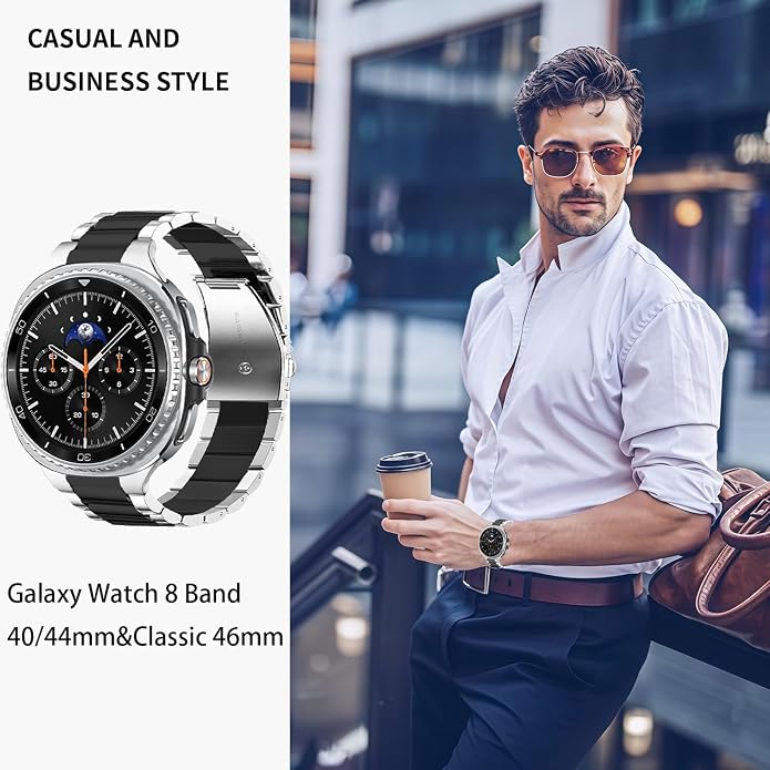 GOLDTOLUCK No Gap Stainless Steel Band Compatible with Samsung Galaxy Watch 8 7 6 5 4 Classic FE Pro Ultra 40mm 44mm 46mm 43mm 47mm 45mm 42mm Replacement Men Women Milanese Metal Elegant Casual